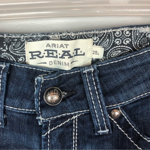 Ariat Jeans Size 25 Long 25L R.E.A.L Denim Ocean Real Straight Icon Jeans - Picture 5 of 8